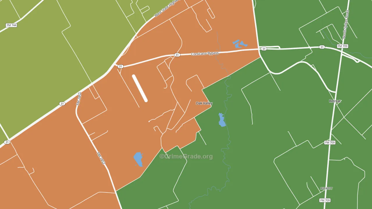 Oak Valley, TX Map of Drug-Related Crime Rates
