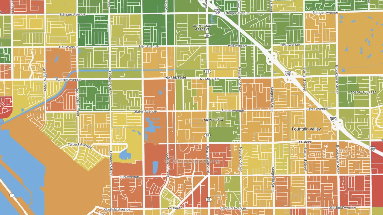 Oak View, Huntington Beach, CA Map of Drug-Related Crime Rates