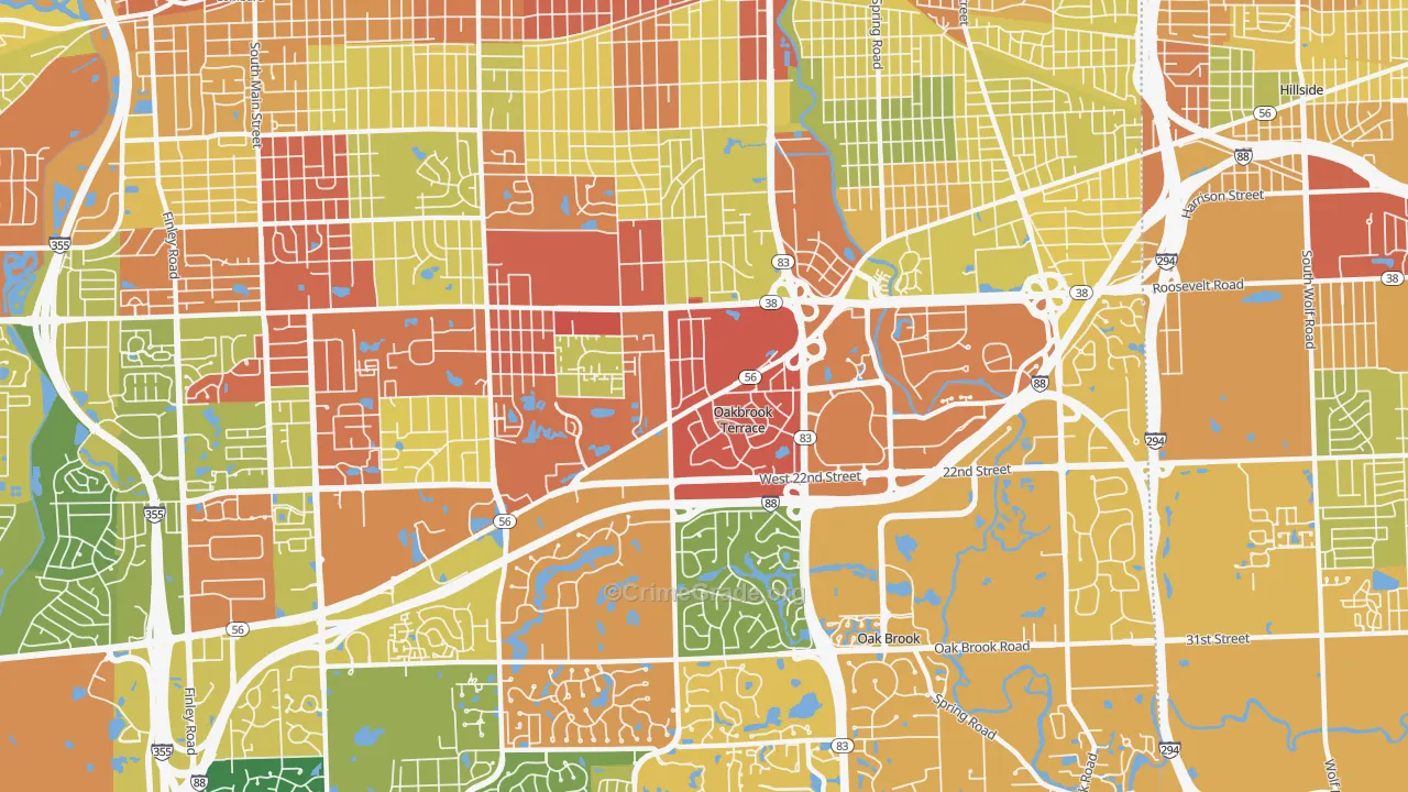 Oakbrook Terrace, IL Map of Drug-Related Crime Rates
