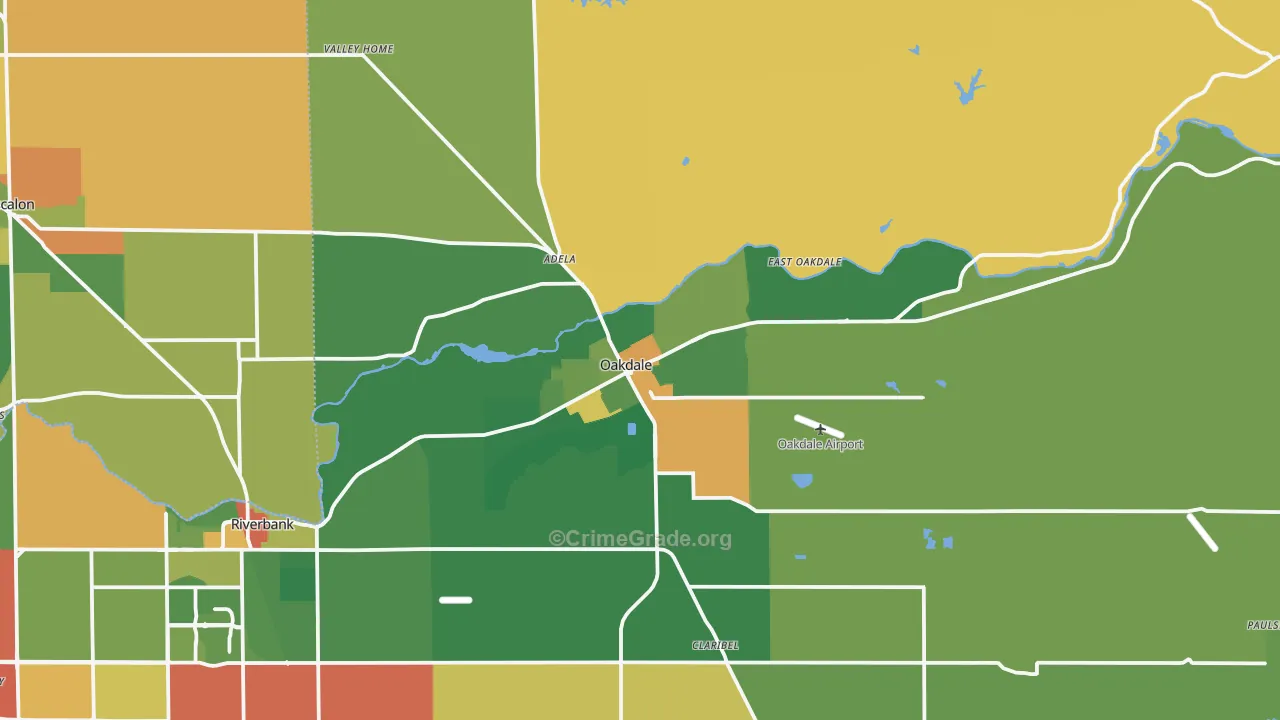 Oakdale, CA Map of Drug-Related Crime Rates