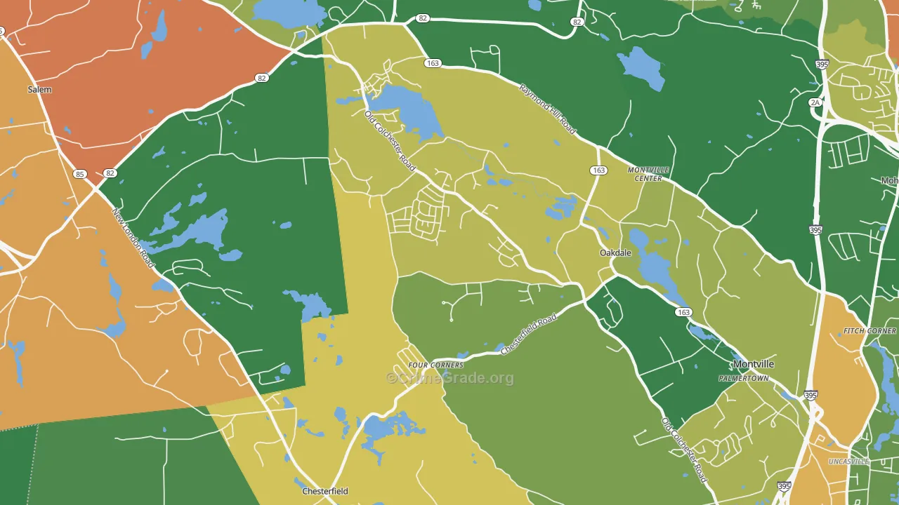 Oakdale, CT Map of Drug-Related Crime Rates
