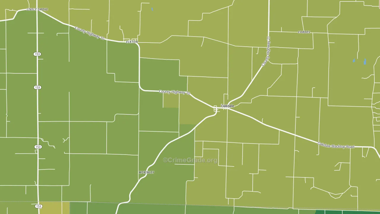Oakdale, IL Map of Drug-Related Crime Rates