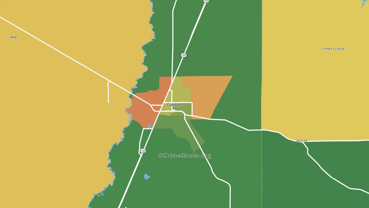 Oakdale, LA Map of Drug-Related Crime Rates