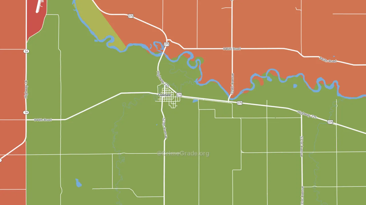 Oakdale, NE Map of Drug-Related Crime Rates