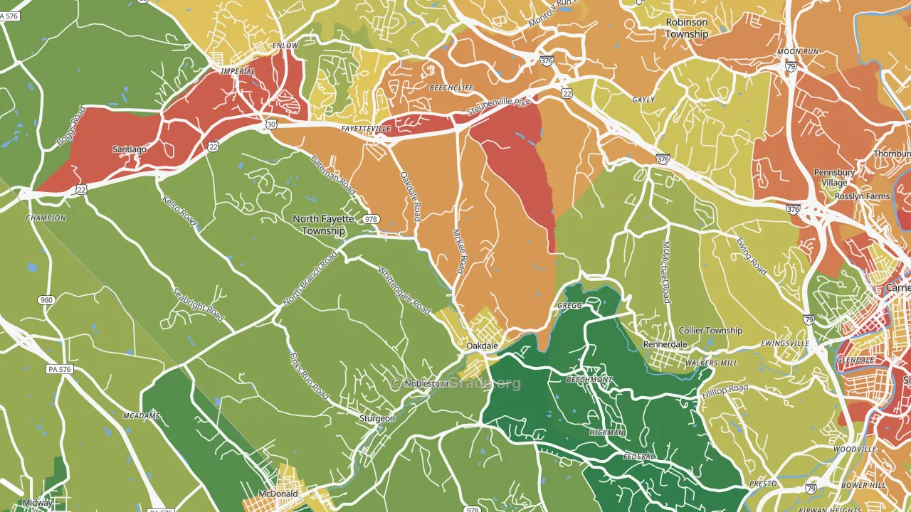 Oakdale, PA Map of Drug-Related Crime Rates
