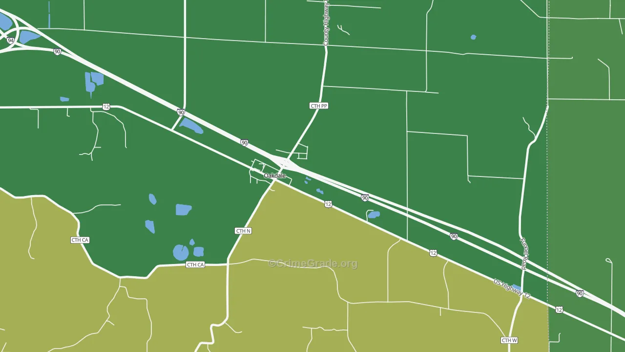 Oakdale, WI Map of Drug-Related Crime Rates
