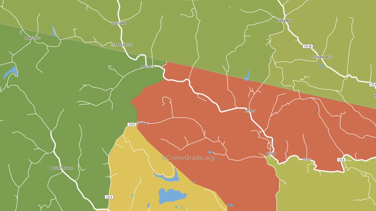 Oakdale, WV Map of Drug-Related Crime Rates