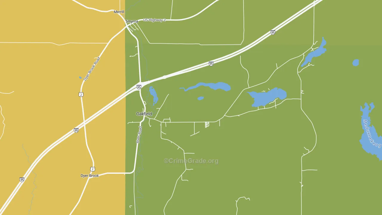 Oakfield, ME Map of Drug-Related Crime Rates