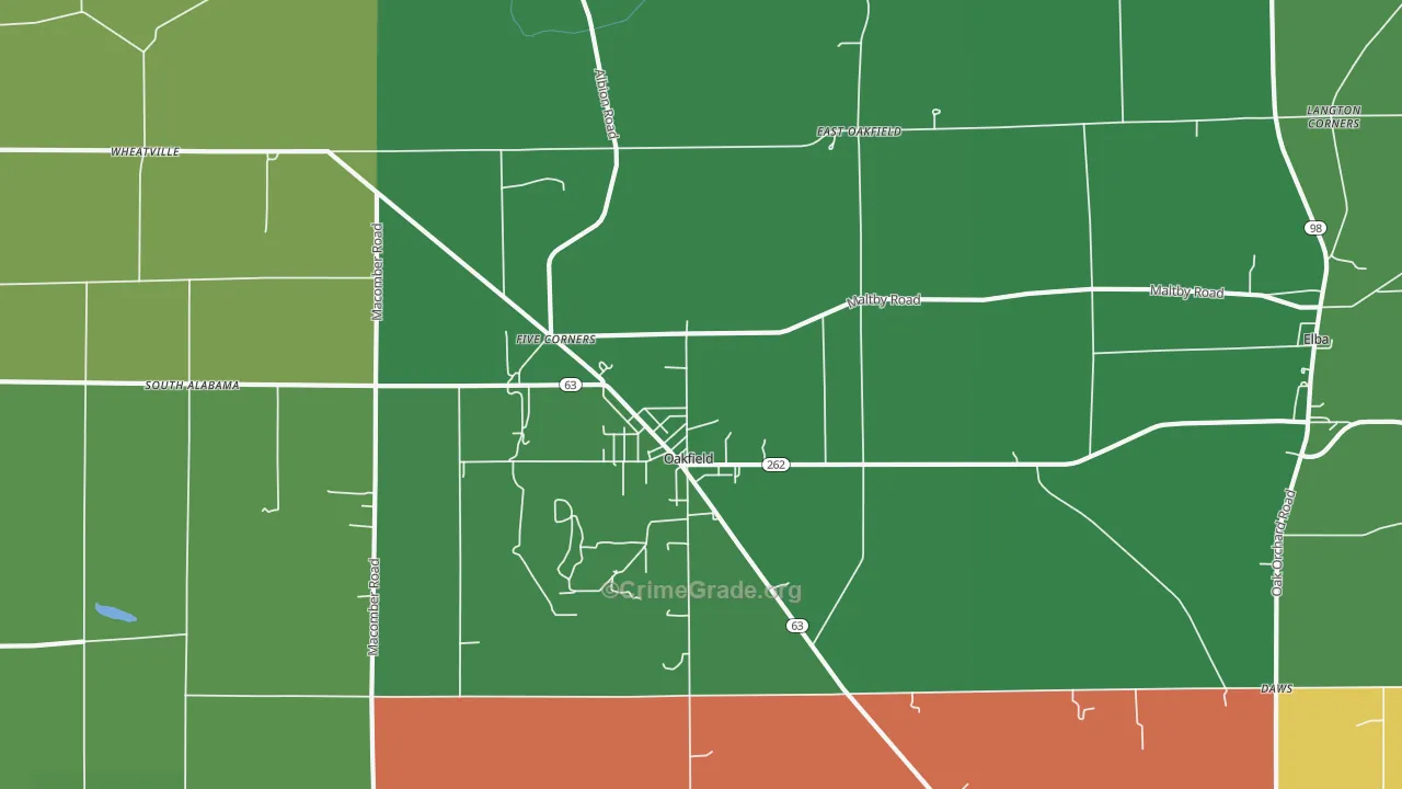 Oakfield, NY Map of Drug-Related Crime Rates