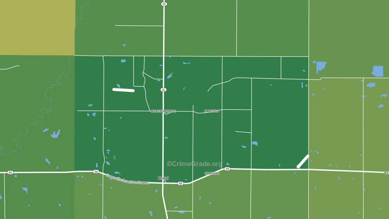 Oakfield, OH Map of Drug-Related Crime Rates