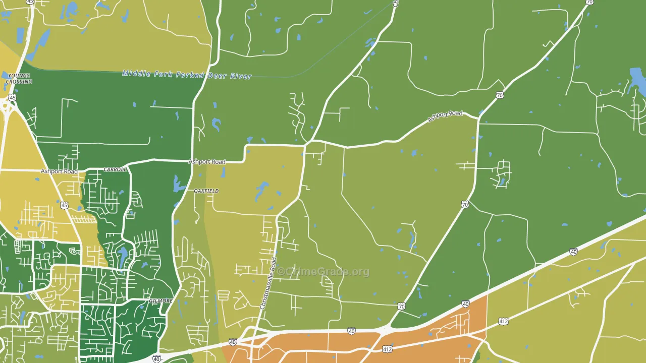 Oakfield, TN Map of Drug-Related Crime Rates