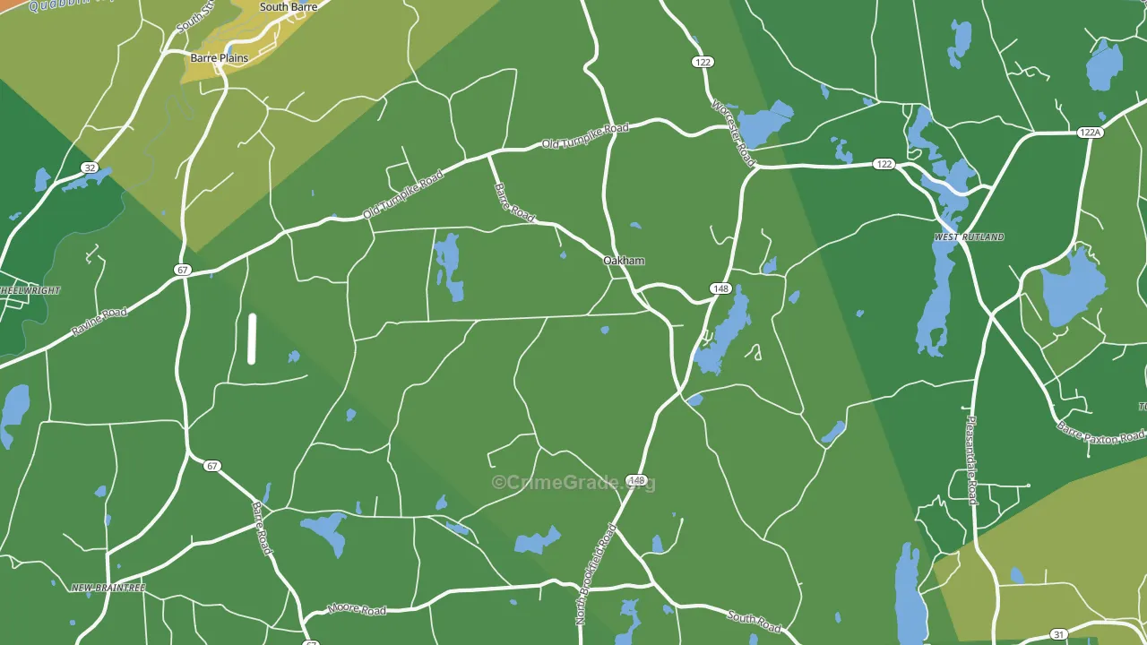 Oakham, MA Map of Drug-Related Crime Rates