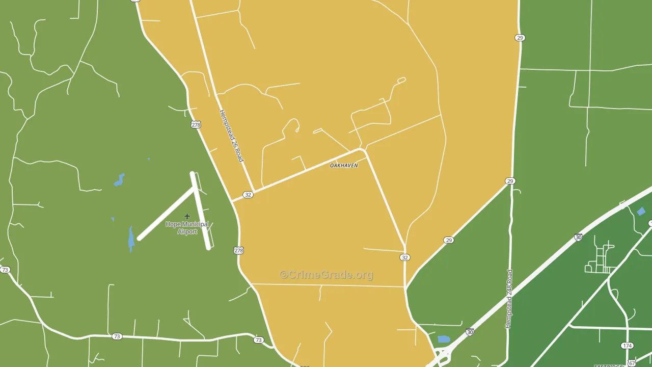Oakhaven, AR Map of Drug-Related Crime Rates
