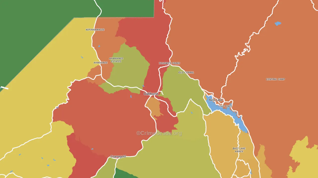 Oakhurst, CA Map of Drug-Related Crime Rates
