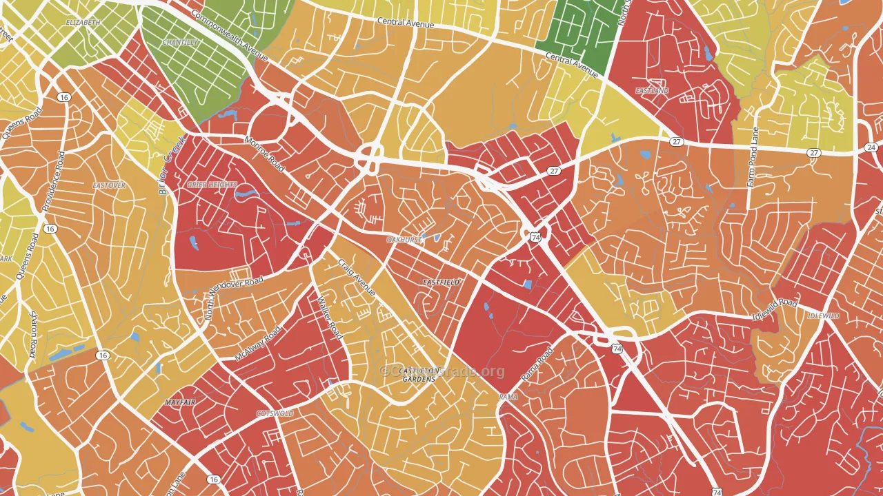 Oakhurst, Charlotte, NC Map of Drug-Related Crime Rates
