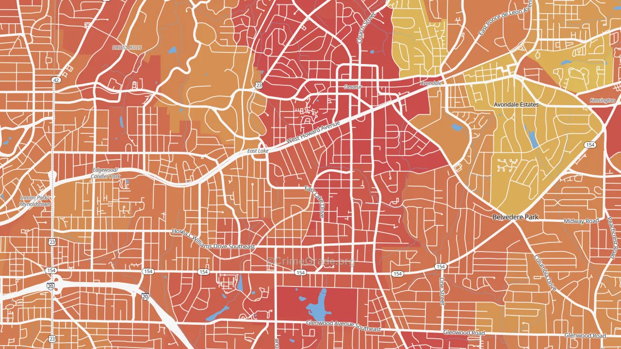 Oakhurst, Decatur, GA Map of Drug-Related Crime Rates