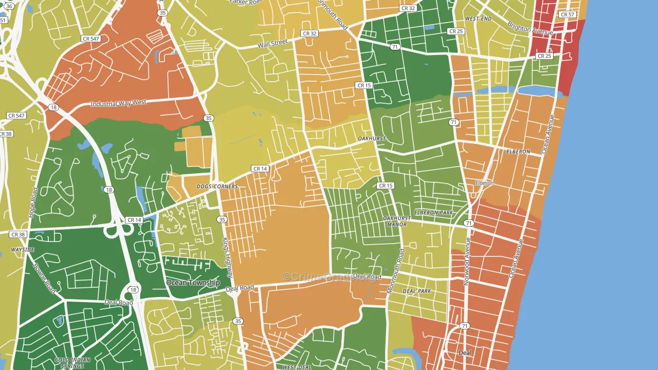 Oakhurst, NJ Map of Drug-Related Crime Rates