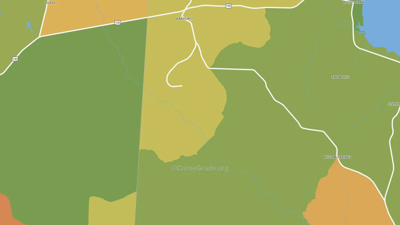 Oakhurst, TX Map of Drug-Related Crime Rates