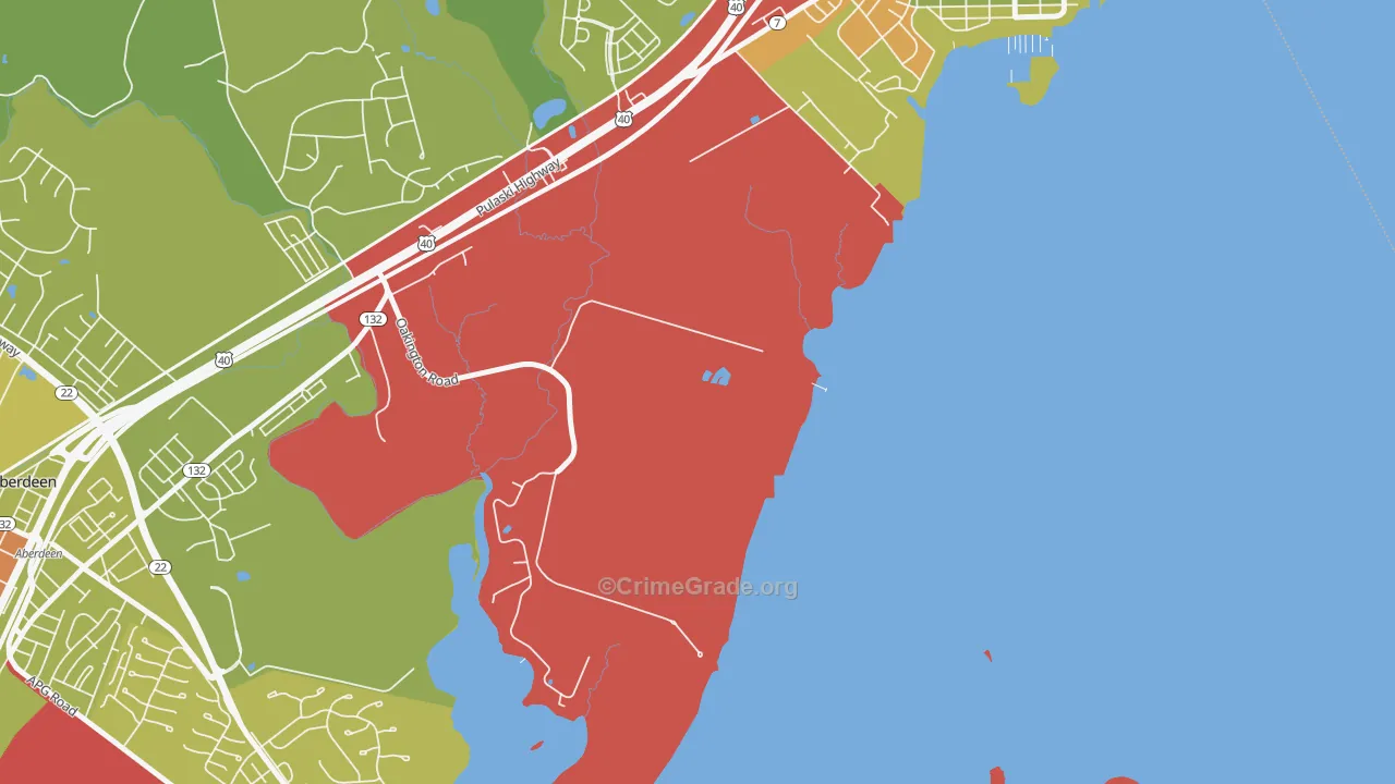 Oakington, MD Map of Drug-Related Crime Rates