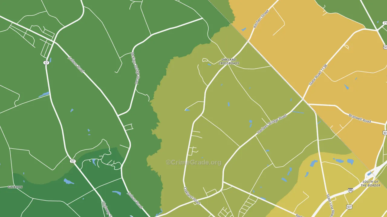 Oakland Cross Roads, SC Map of Drug-Related Crime Rates