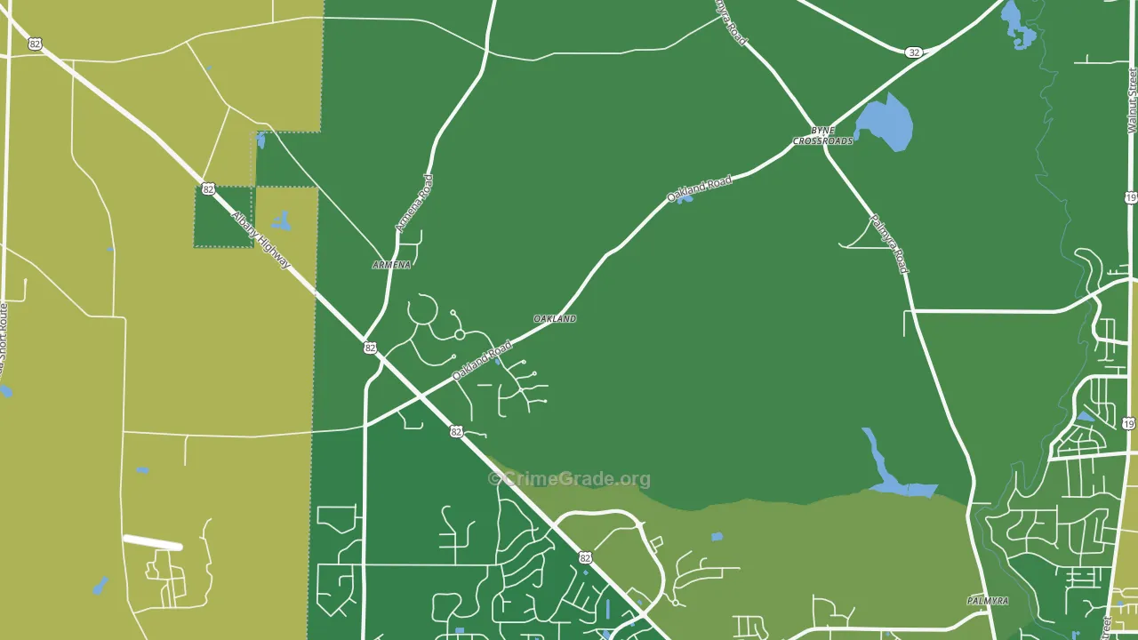 Oakland, GA Map of Drug-Related Crime Rates