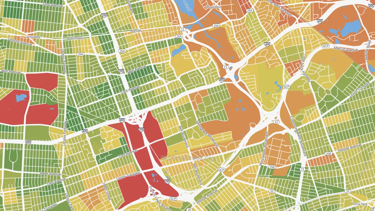 Oakland Gardens, Queens, NY Map of Drug-Related Crime Rates