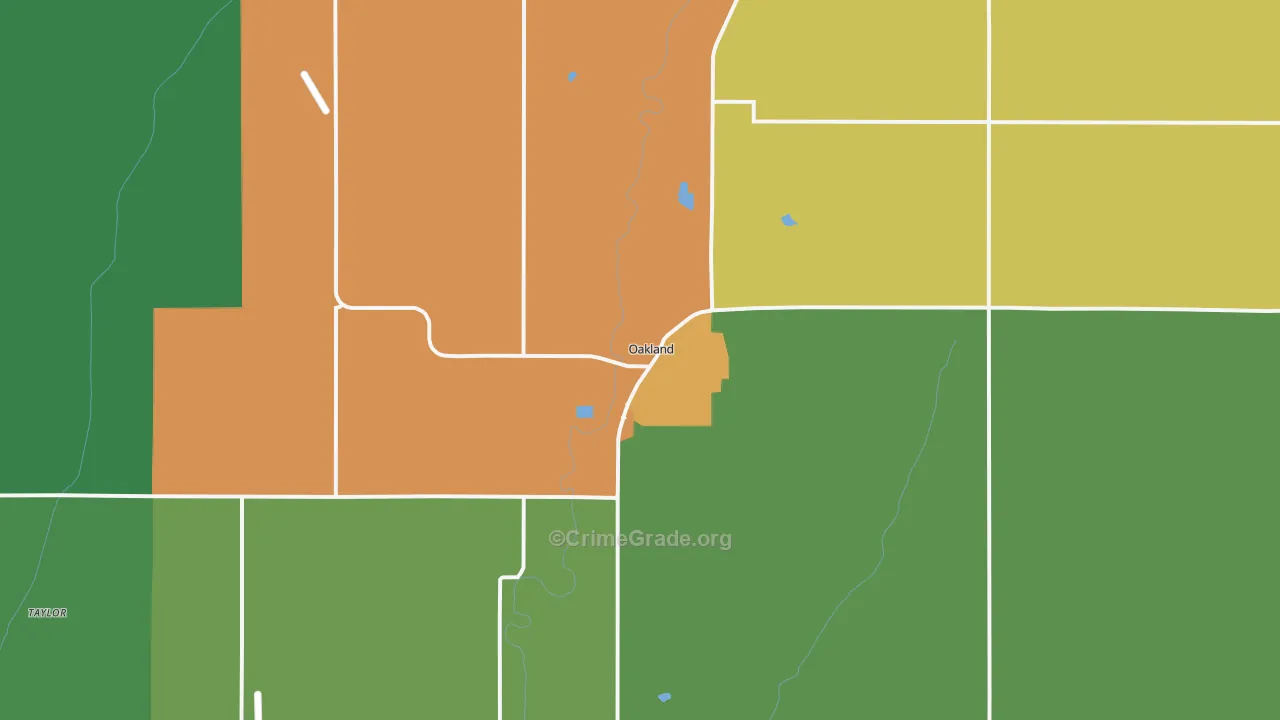 Oakland, IA Map of Drug-Related Crime Rates