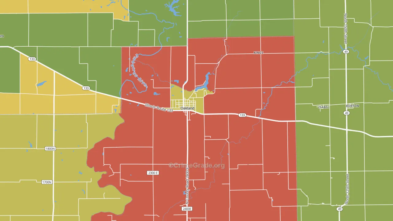 Oakland, IL Map of Drug-Related Crime Rates