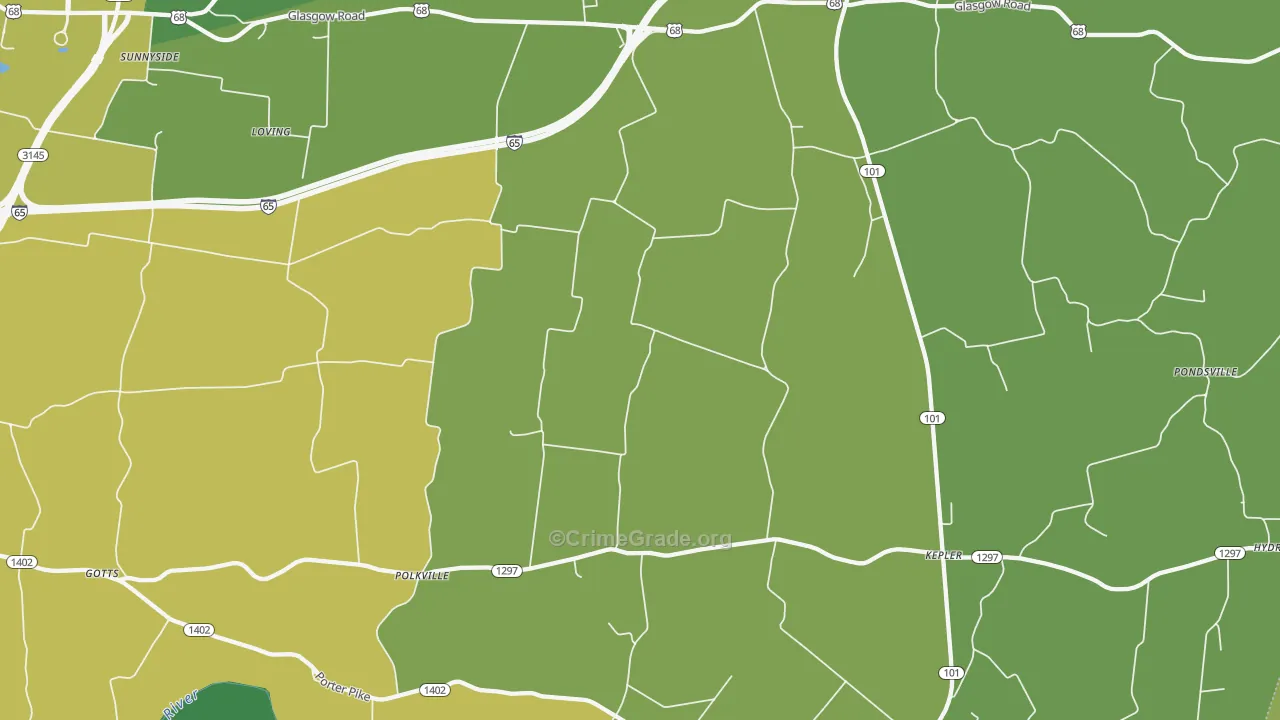 Oakland, KY Map of Drug-Related Crime Rates