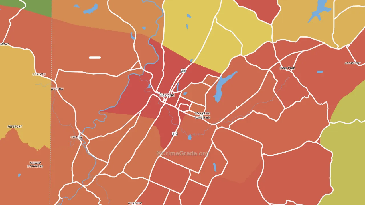 Oakland, MD Map of Drug-Related Crime Rates