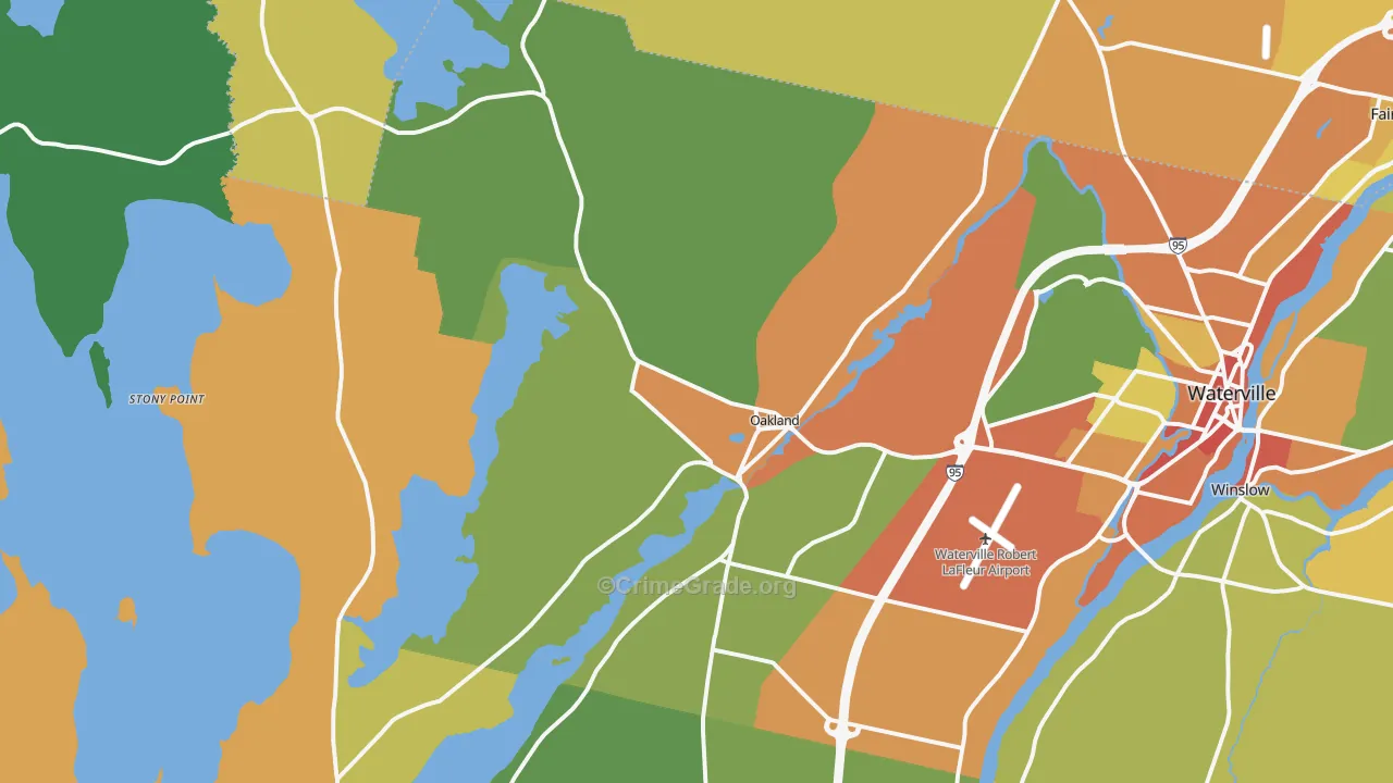 Oakland, ME Map of Drug-Related Crime Rates
