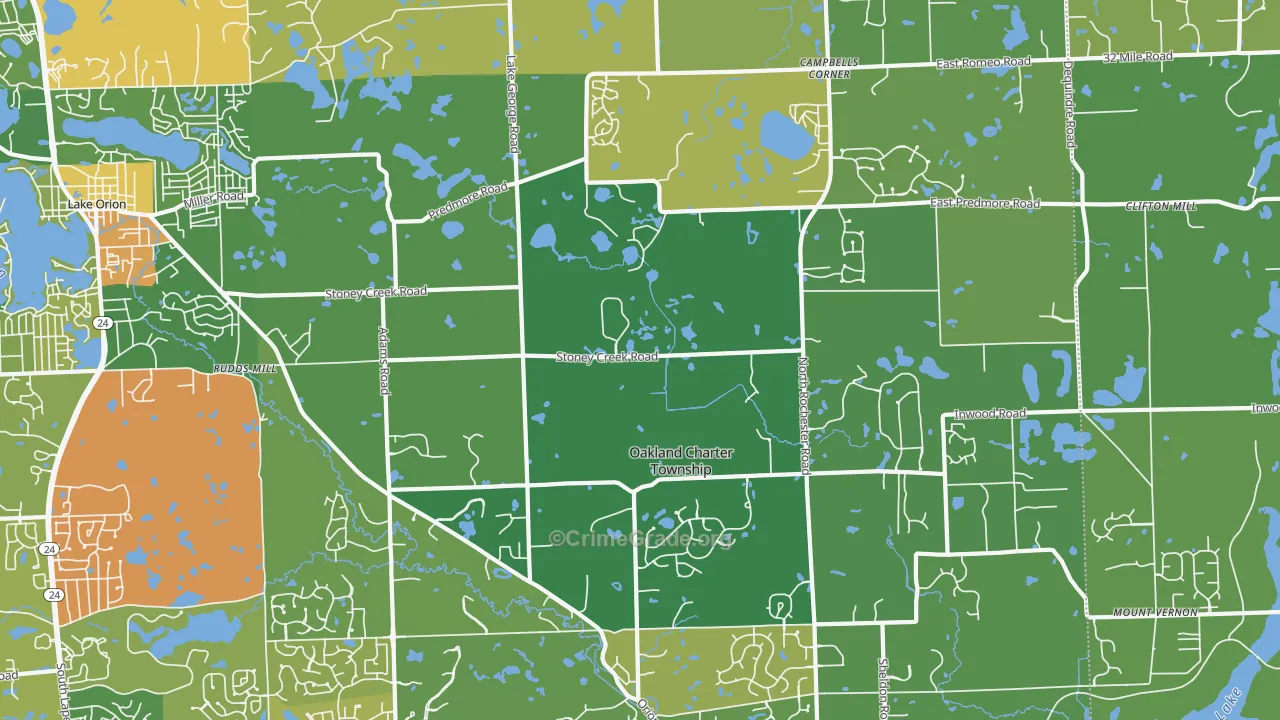 Oakland, MI Map of Drug-Related Crime Rates