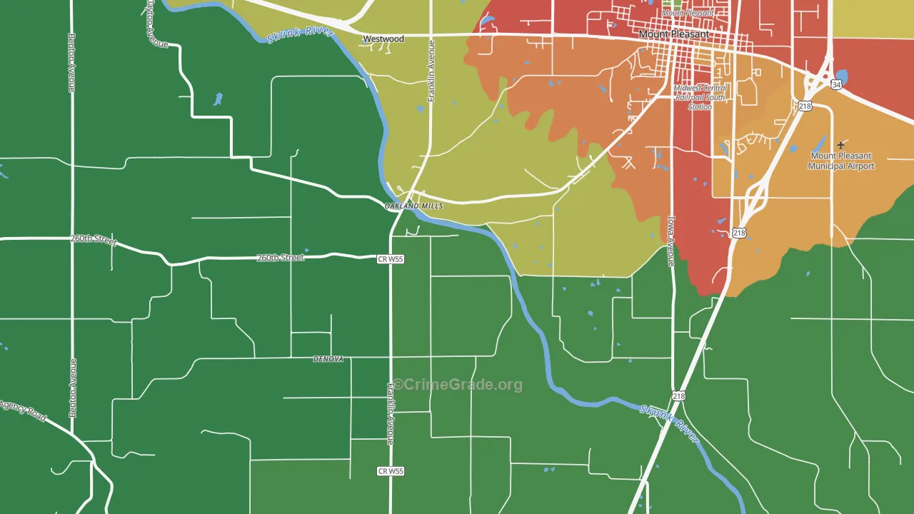 Oakland Mills, IA Map of Drug-Related Crime Rates