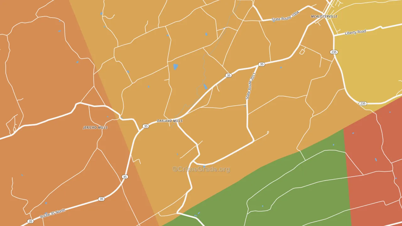 Oakland Mills, PA Map of Drug-Related Crime Rates