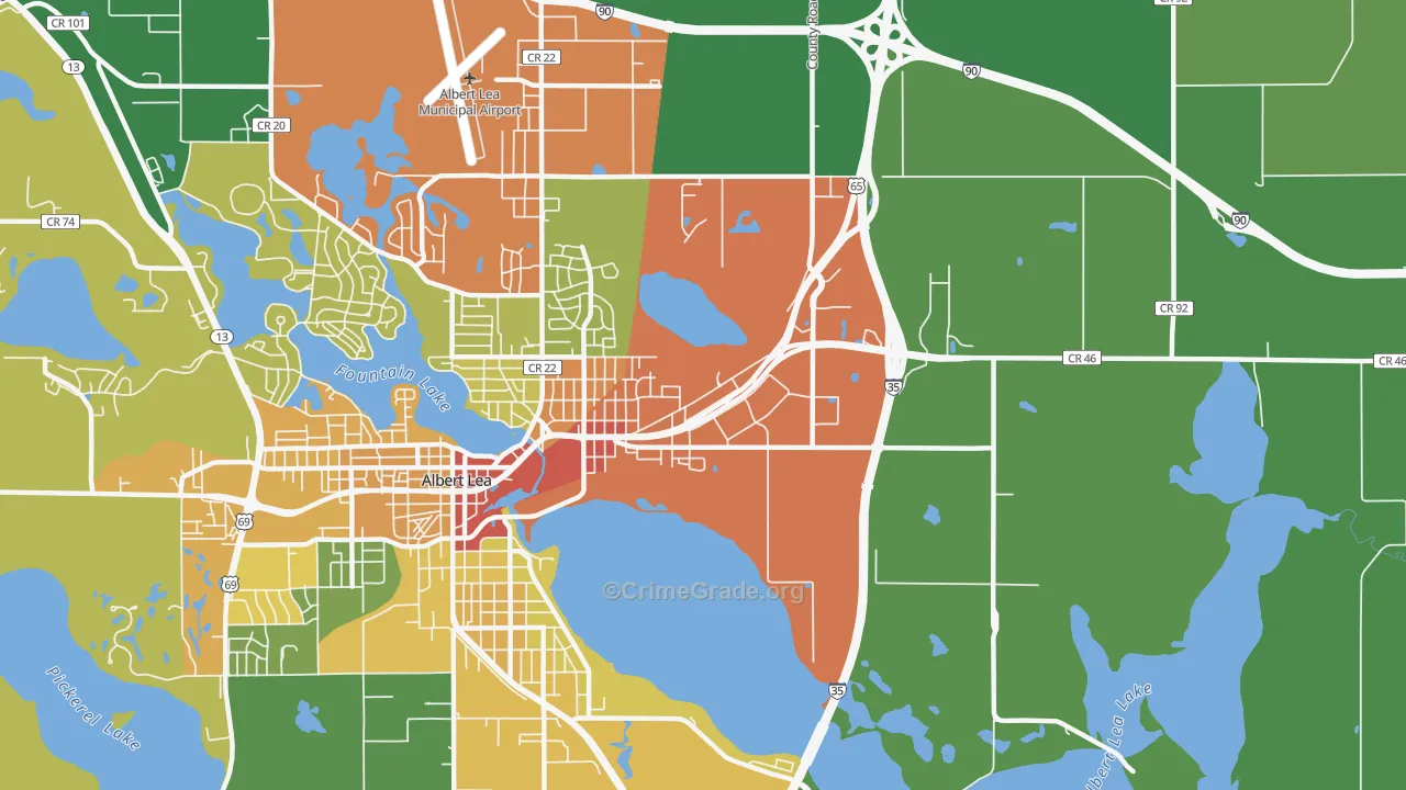 Oakland, MN Map of Drug-Related Crime Rates