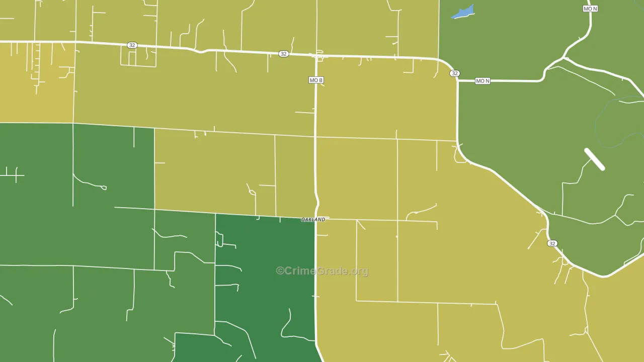 Oakland, MO Map of Drug-Related Crime Rates