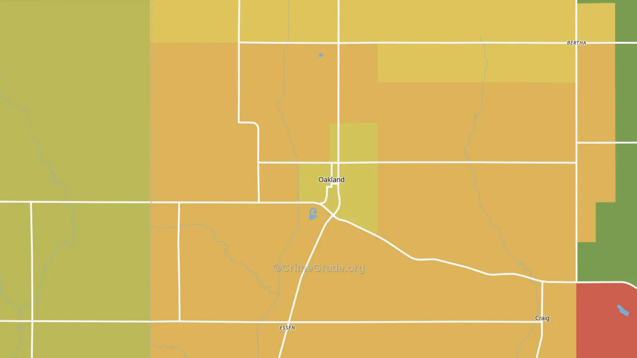 Oakland, NE Map of Drug-Related Crime Rates