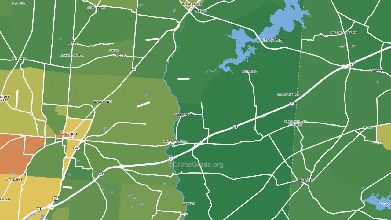 Oakland, OH Map of Drug-Related Crime Rates