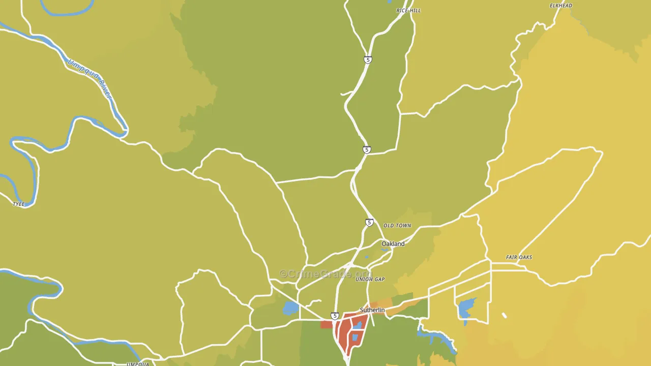 Oakland, OR Map of Drug-Related Crime Rates