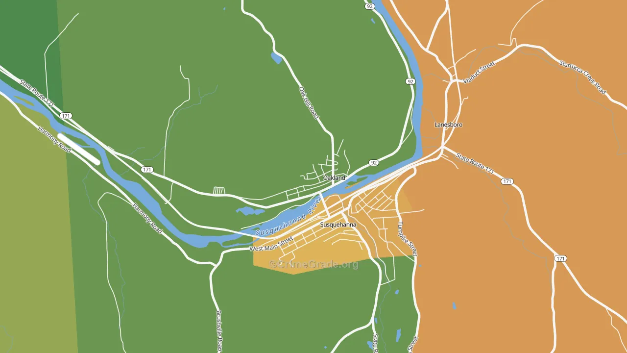 Oakland, PA Map of Drug-Related Crime Rates