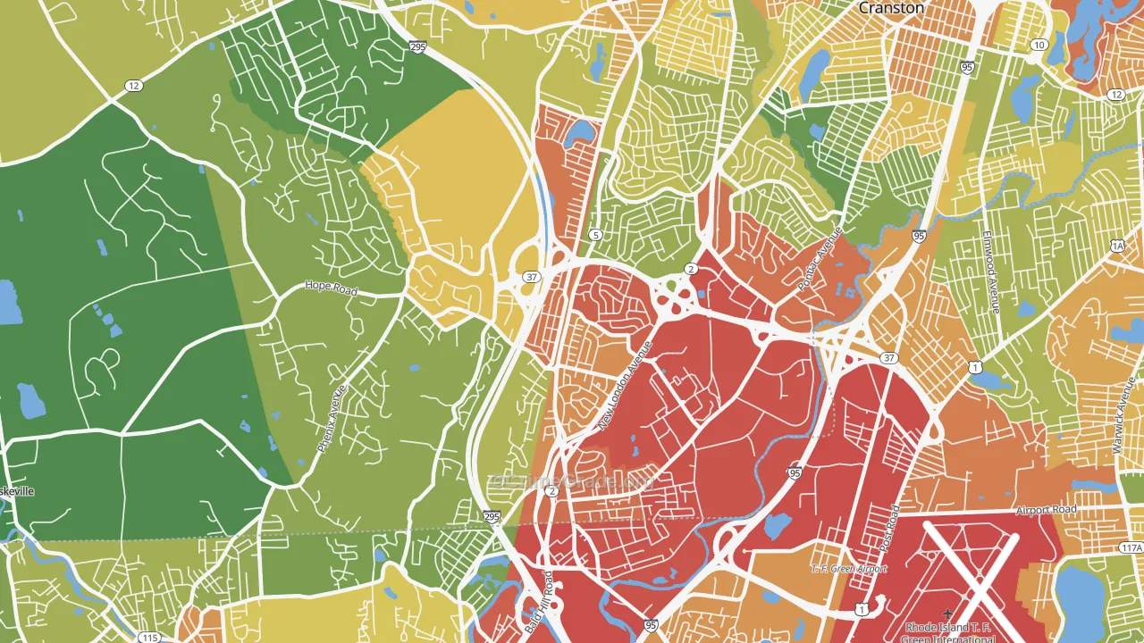 Oaklawn, Cranston, RI Map of Drug-Related Crime Rates