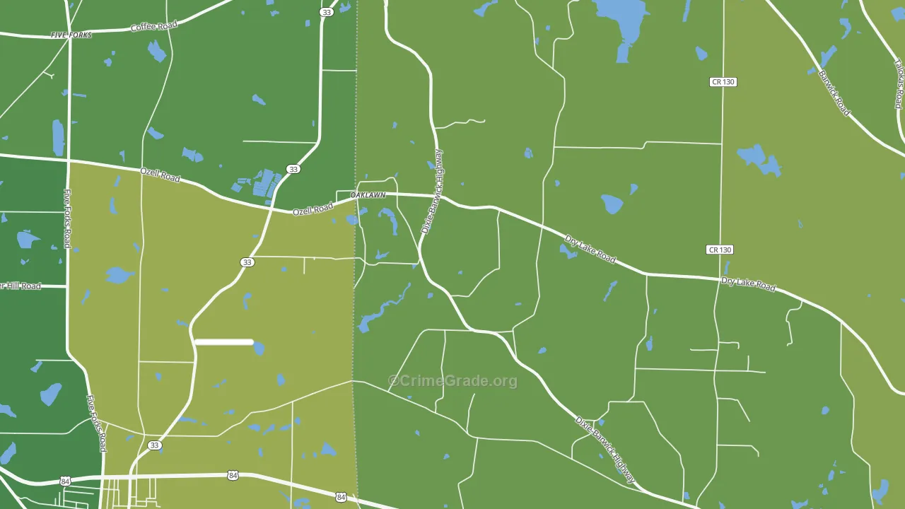 Oaklawn, GA Map of Drug-Related Crime Rates