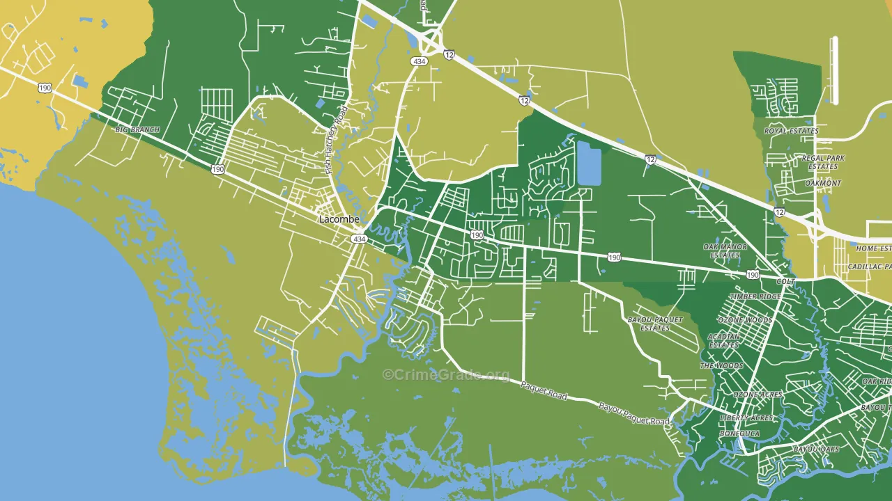 Oaklawn, LA Map of Drug-Related Crime Rates