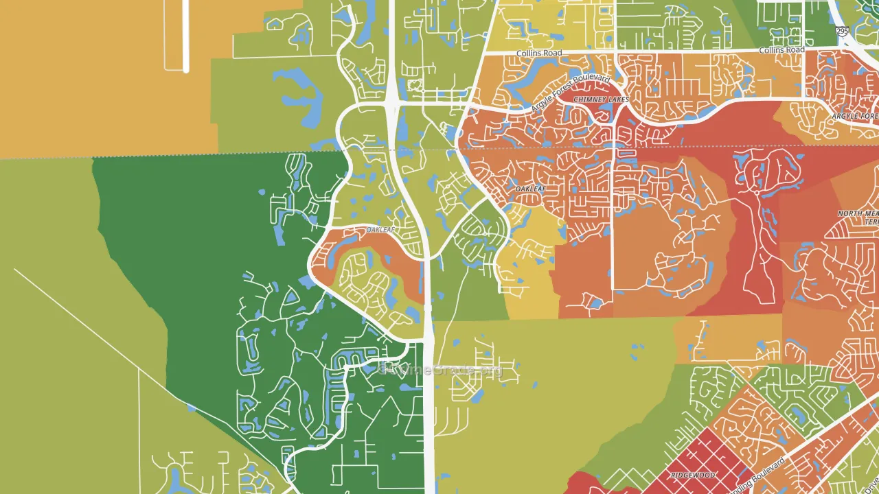 Oakleaf Plantation, FL Map of Drug-Related Crime Rates