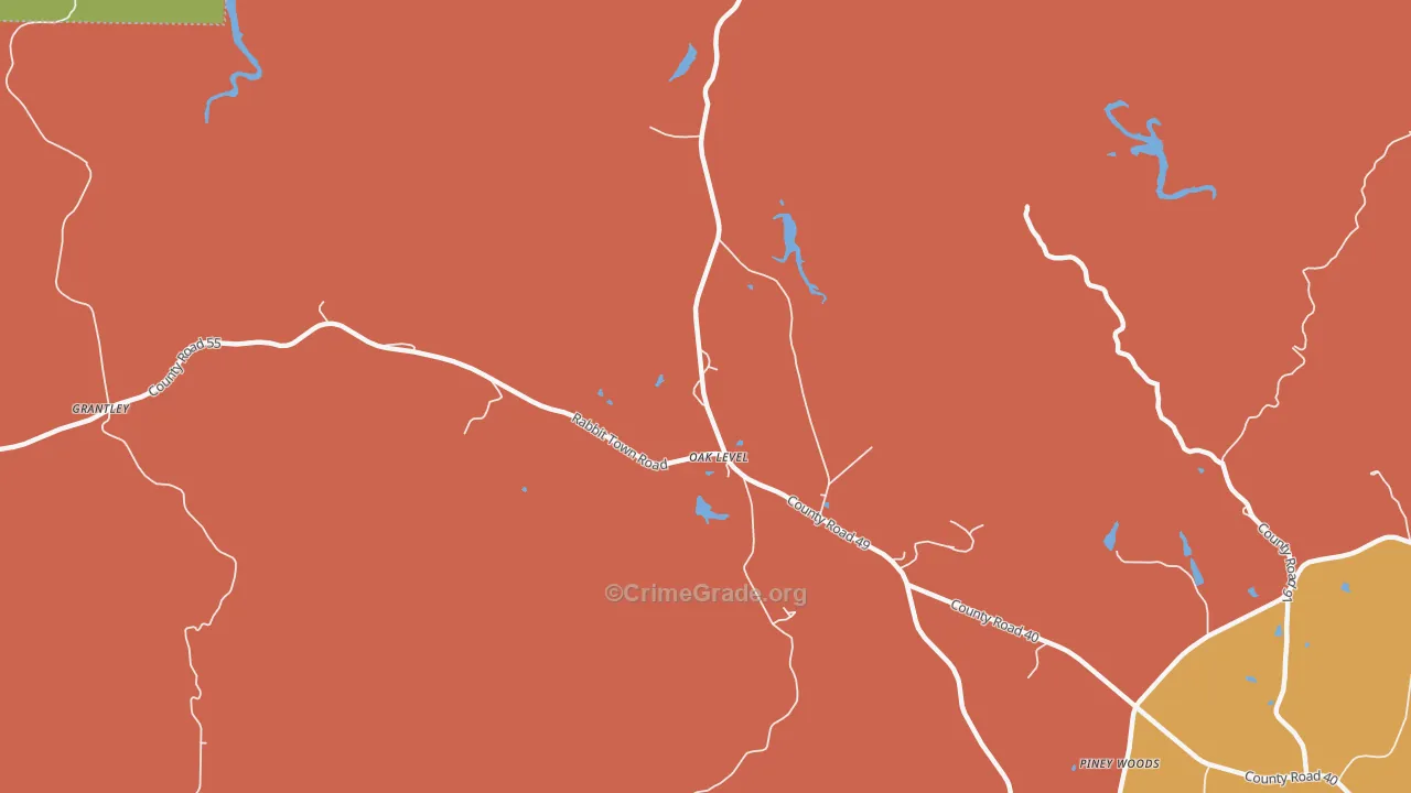 Oaklevel, AL Map of Drug-Related Crime Rates