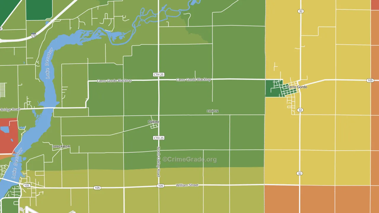 Oakley, IL Map of Drug-Related Crime Rates