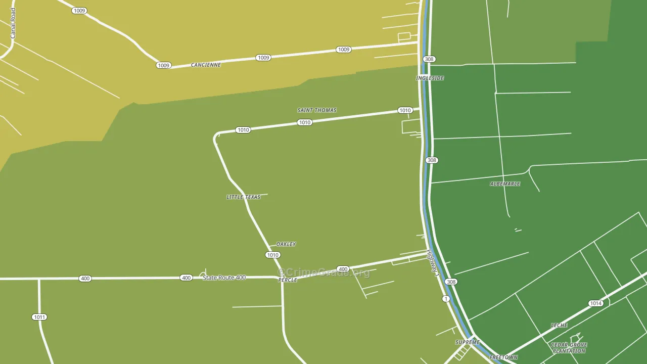 Oakley, LA Map of Drug-Related Crime Rates