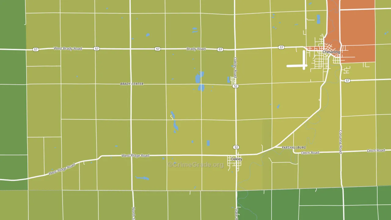 Oakley, MI Map of Drug-Related Crime Rates