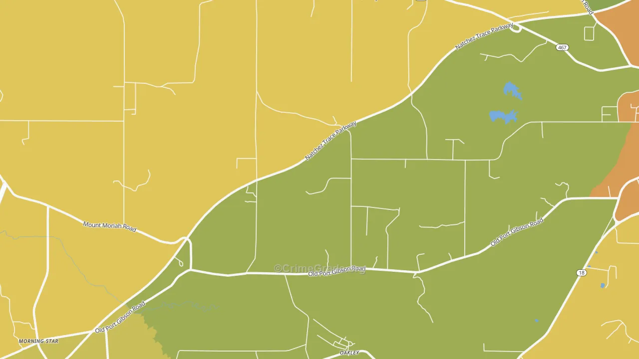 Oakley, MS Map of Drug-Related Crime Rates