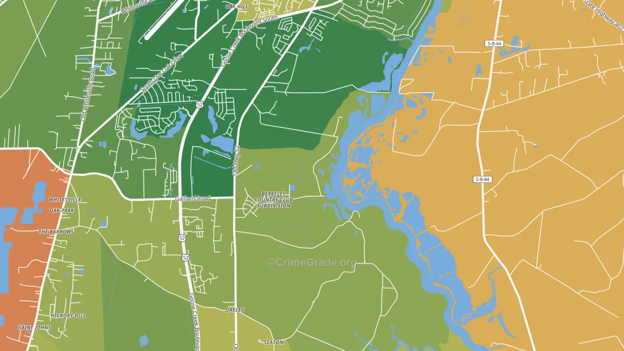 Oakley, SC Map of Drug-Related Crime Rates